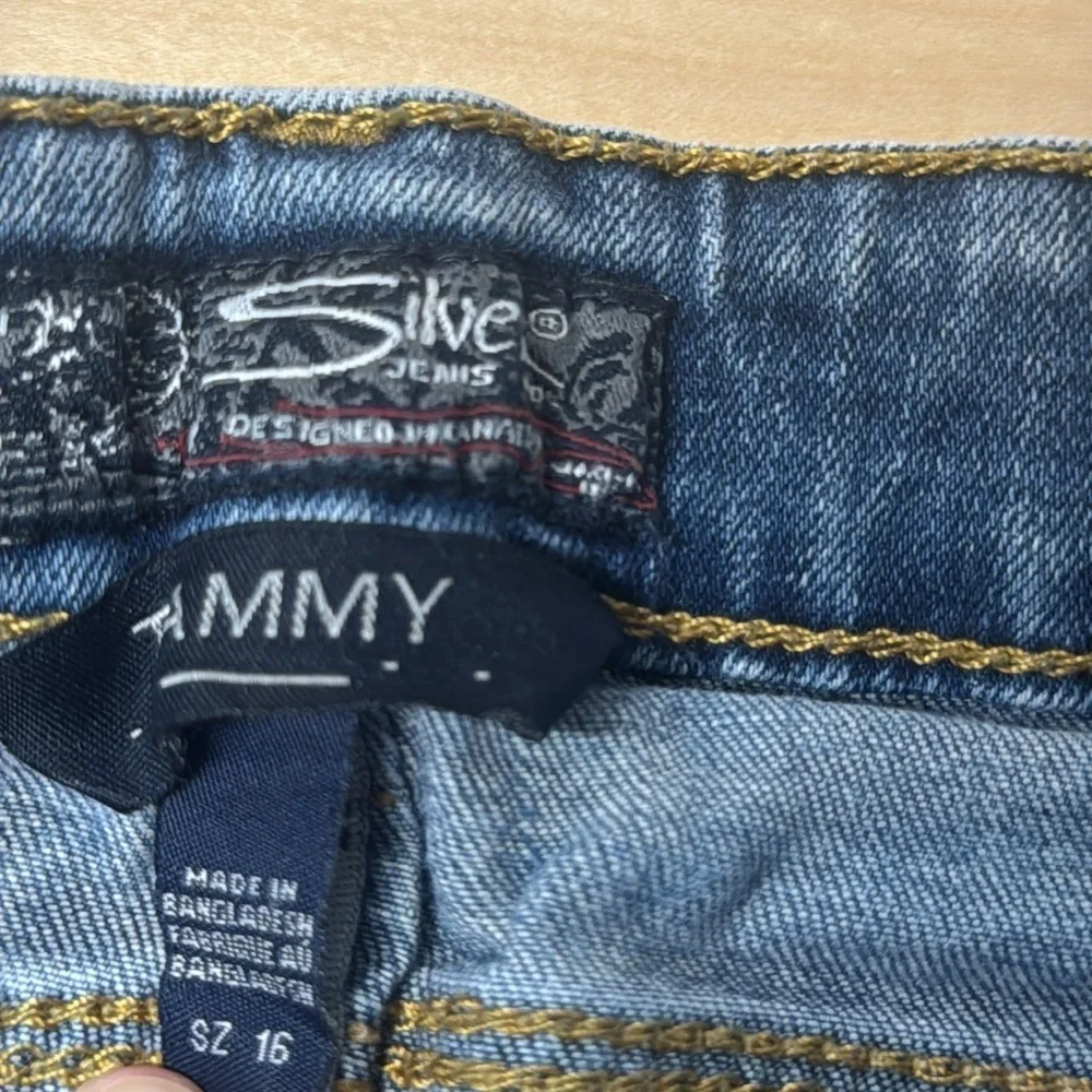 Silver Tammy Triple 5 Jeans youth Straight Leg Blue Denim adjustable waist sz 16